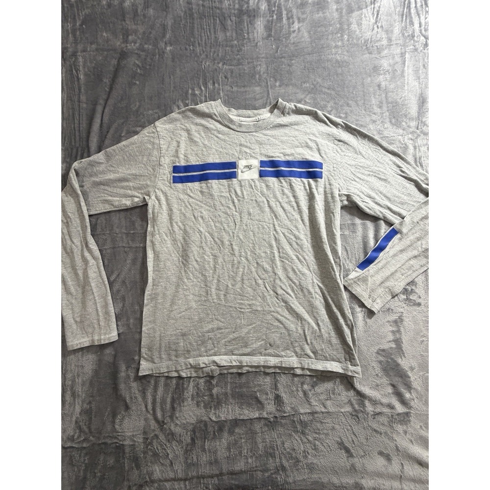 Vintage Nike Long Sleeve Shirt Center Swoosh Grey/Blue Size Large